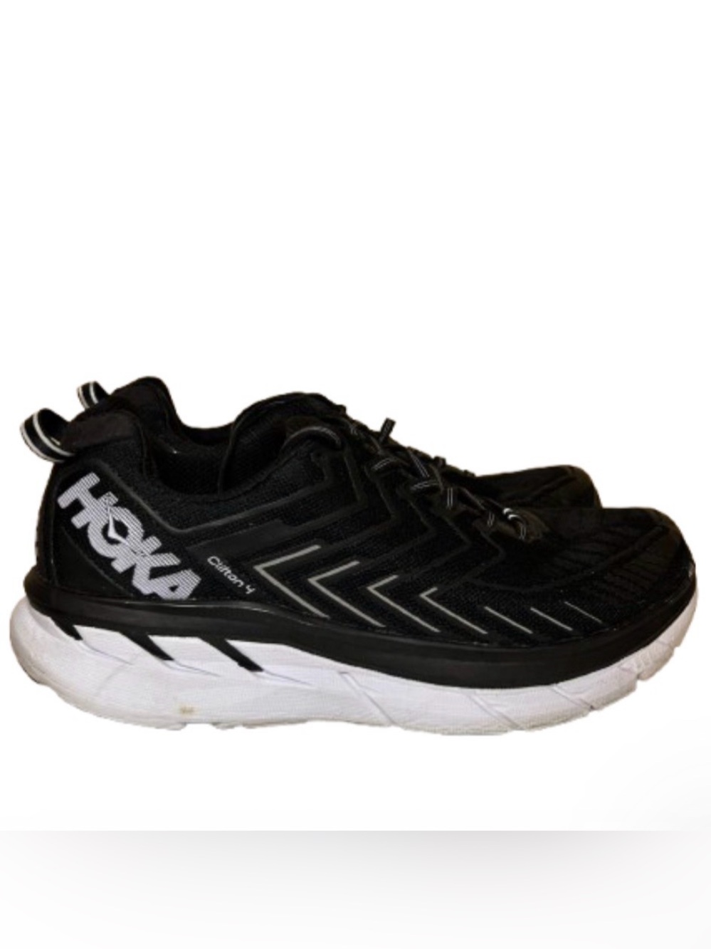 HOKA ONE ONE CLIFTON 4 BLACK / WHITE MEN’S RUNNING SHOES 13 1016823